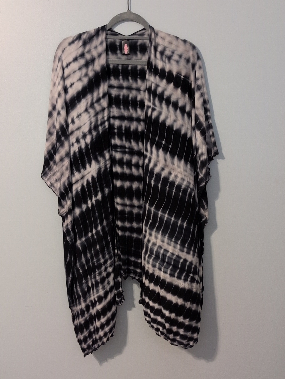 Black & White Tie-Dye Open Front Women's Wrap
